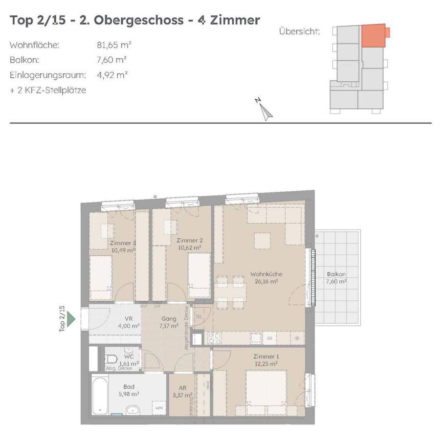 WOHNSERVICEWOHNUNG - Balkonwohnung mit 4 Zimmern - Photo 2