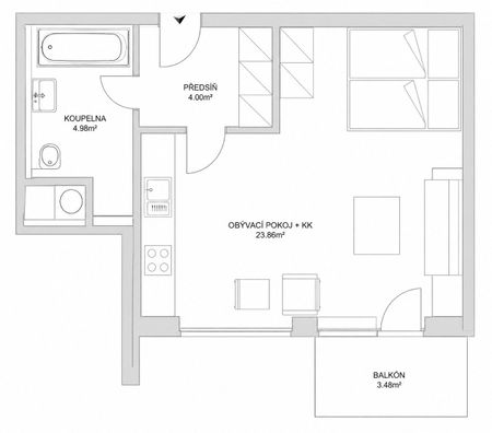 Pronájem bytu 1+kk • 33 m² bez realitkynáměstí Přátelství, Praha - Hostivař - Photo 2
