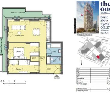 "THE ONE" 3-Zimmer Wohnung - provisionsfrei - 27. Stock - Pool, Fitness, Wellness - Foto 3