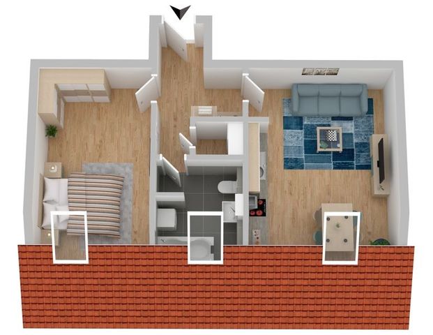 - 2-Raum-Wohnung im Dachgeschoss! ERSTBEZUG - Foto 1