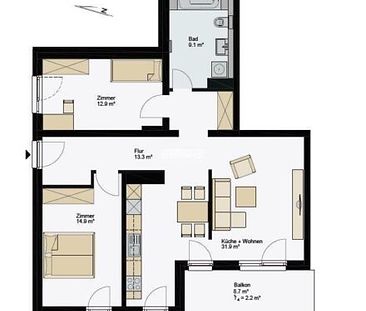 ** Moderne 3-Raum-Wohnung mit Balkon, zentrumsnah ** - Foto 1