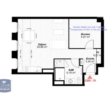 Appartement à louer 2 pièces 45.19m² - Photo 2