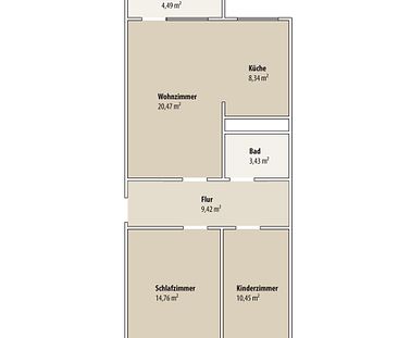 3-Raum-Wohnung mit Einbauküche, Badewanne u. Balkon - Foto 1