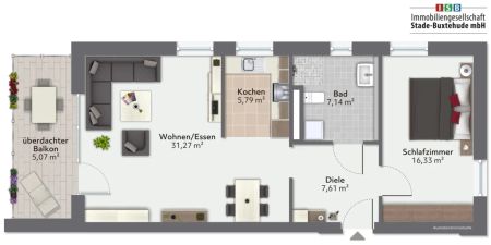 Moderne 2 Zimmer Wohnung in Bahnhofsnähe von Stade - Foto 2