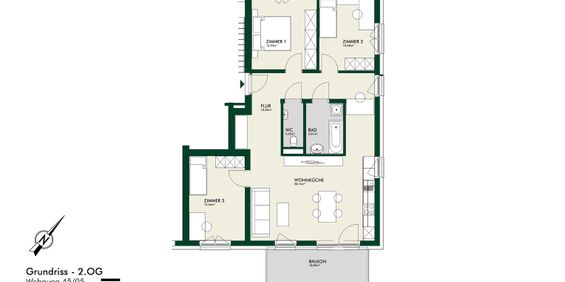 Erstbezug - Helle 4-Zimmer-Wohnung im obersten Geschoss mit Balkon - Foto 3