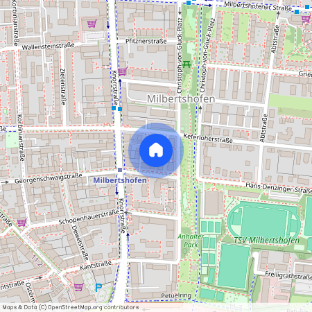 Christoph-von-Gluck-Platz, 80807 München Milbertshofen ca. 4, 9 km north of Munich-center