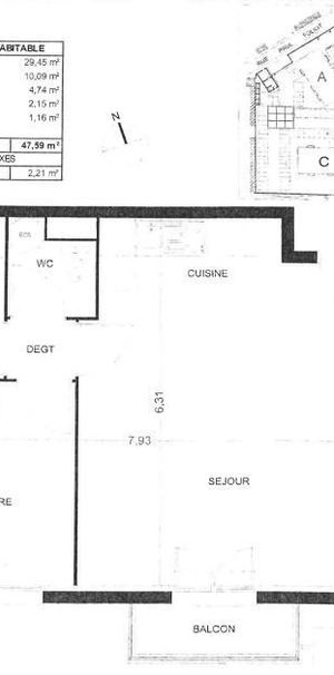 Location Appartement 2 pièces 46m² LE PETIT QUEVILLY 76140 - Photo 2