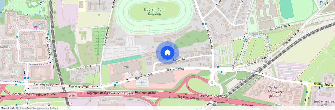 Turfstraße, 81929 München Daglfing ca. 5, 9 km east of Munich-center