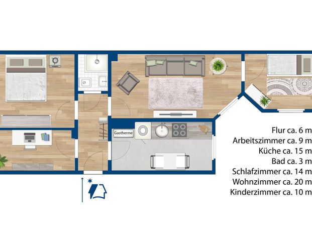 Für kleine Familien in günstiger Lage. Eine kleine 4-Zimmer-Wohnung in der südlichen Innenstadt - Photo 1