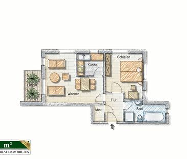 Zentrumsnahe 2-Zimmer-Wohnung mit Balkon - Photo 1