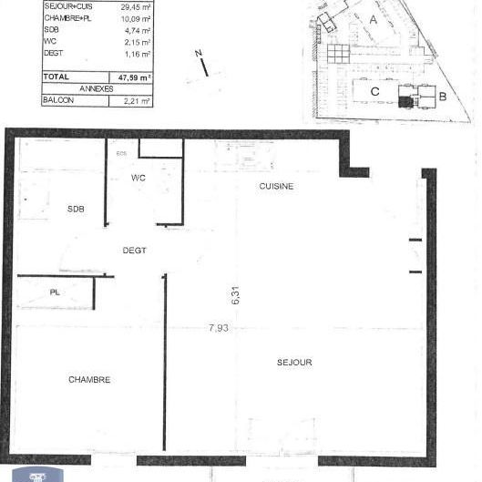 Location Appartement 2 pièces 46m² LE PETIT QUEVILLY 76140 - Photo 2