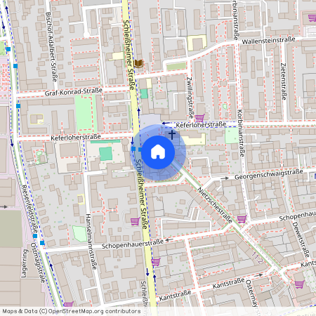 Nietzschestraße, 80807 München Milbertshofen ca. 4, 4 km north of Munich-center