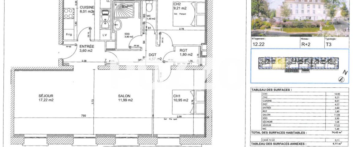 Appartement Caen 3 pièce(s) 74.42 m2 - Photo 1