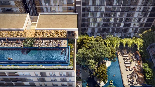 Waterfall Luxury 1 Bedroom with Large study Fully Furnished with luxry furnitures for Lease! - Photo 1