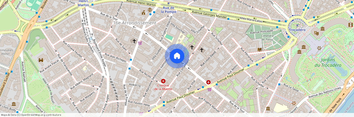 Rue Louis David entre rue Scheffer et Rue de la Tour 75116 Paris (16e arrondissement)