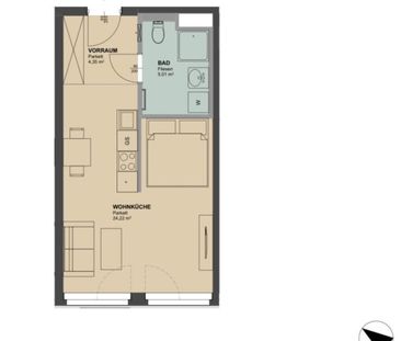 Charmante 1-Zimmer-Wohnung mit Fußbodenheizung und Einbauküche im 2... - Photo 6