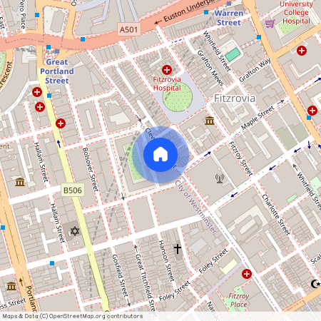 Cleveland Street, Fitzrovia, London, W1T