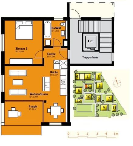 2.5 Zimmer, 58 m², EG - Foto 5