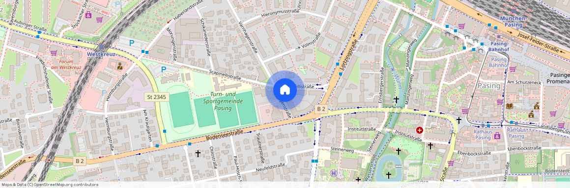 Scapinellistr., 81241 München Pasing ca. 9, 7 km west of Munich-center