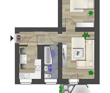 2-Raum-Erdgeschosswohnung in zentraler Lage - Photo 1
