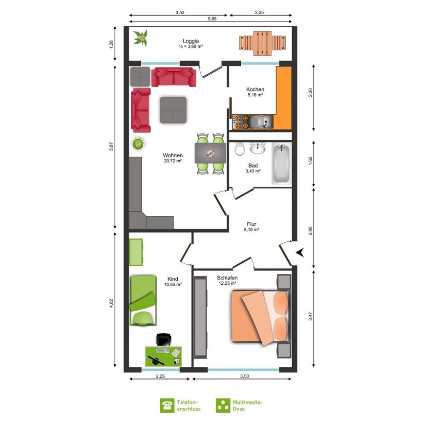 3-Raum-Wohnung mit Balkon - Foto 2