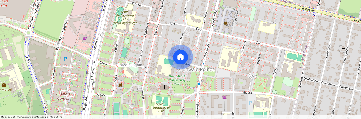 ul. Modra, os. ks. Jerzego Popiełuszki, Grunwald, Poznań, wielkopolskie