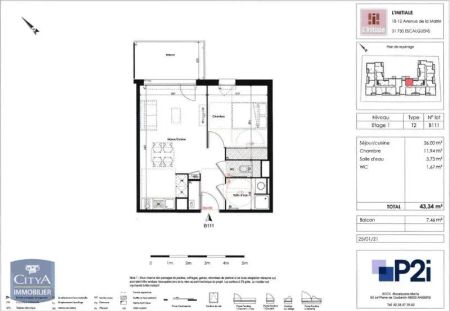 Appartement à louer 2 pièces 43.34m² - Photo 3