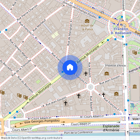 Avenue Montaigne et Rue Francois Premier 75008 Paris (8e arrondissement)