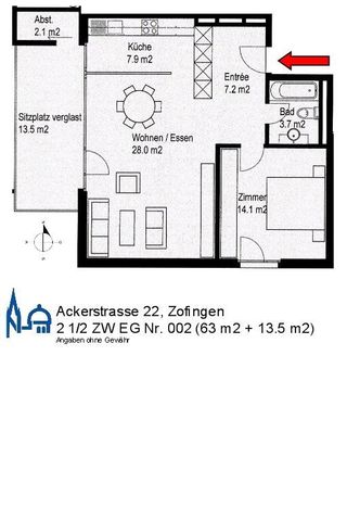 2.5 Zimmer, 63 m², EG - Foto 5