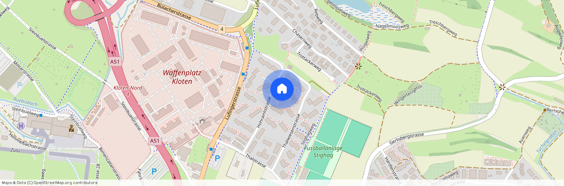 Hohrainlistrasse 22, 8302 Kloten, Lageplan