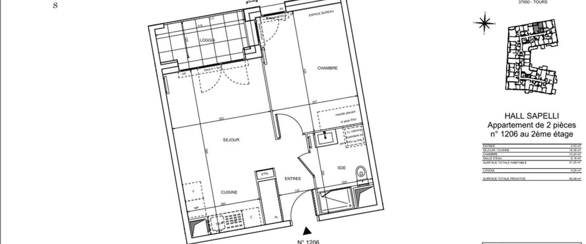 location Appartement T2 DE 41.25m² À TOURS - Photo 1