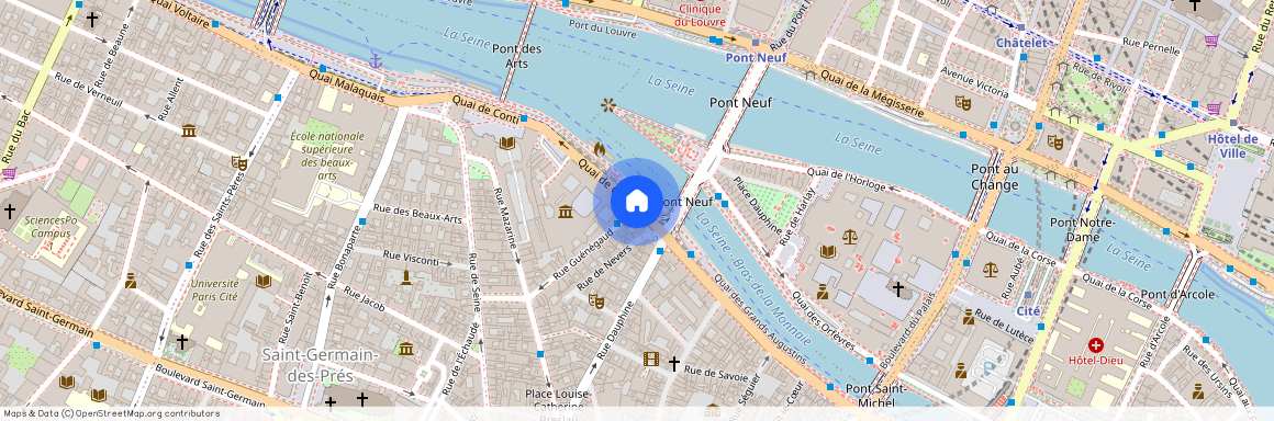 Rue Guenegaud entre Quai de Conti et Rue de Mazarine 75006 Paris (6e arrondissement)