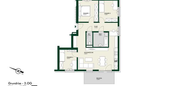 Erstbezug - Lichtdurchflutete 4-Zimmer-Wohnung im obersten Geschoss mit Balkon - Foto 2