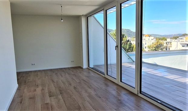 TERRASSENHIT, FERNBLICK, klimatisiertes 37 m2 Dachgeschoß mit 23 m2 Terrasse, 1 Zimmer, Komplettküche, Duschbad, Anton-Bosch-Gasse - Photo 1