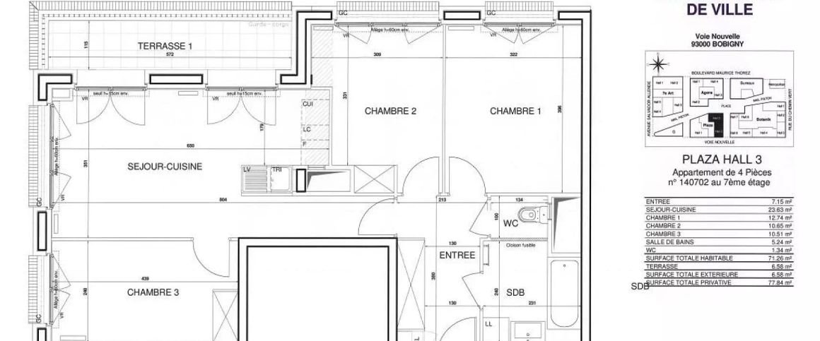 location Appartement T4 DE 71.4m² À BOBIGNY - Photo 1