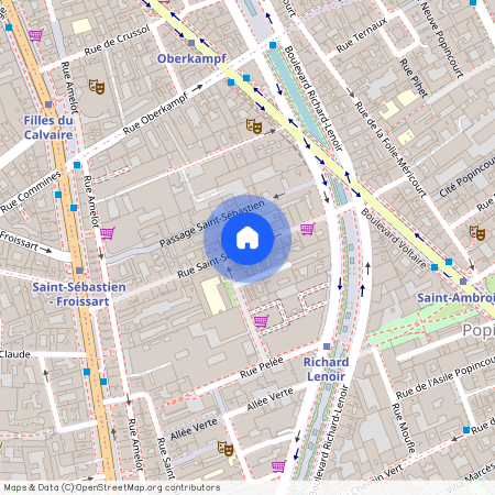 Rue Saint Sebastien, few meters from the Marais et the Place des Vosges 75011 Paris (11e arrondissement)