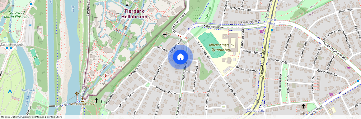 Geiselgasteigstraße, 81545 München Harlaching ca. 6, 8 km south of Munich-center