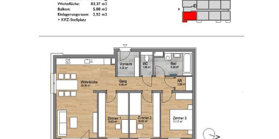 Großzügige 4-Zimmerwohnung in Großweikersdorf - Foto 3