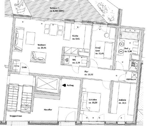 Wilsdruffer Vorstadt - top ausgestattete 3-Zi.-Wohnung mit Terrasse u. Garten - Foto 1