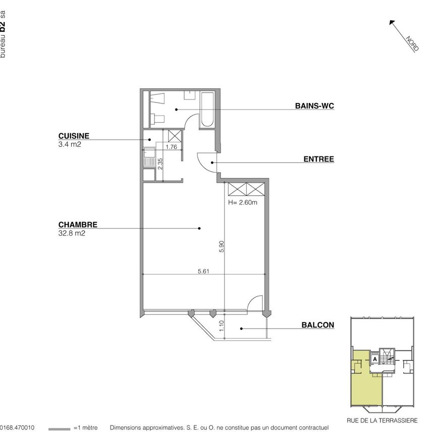 1.5 Zimmer, 45 m², 7. Stock - Foto 1
