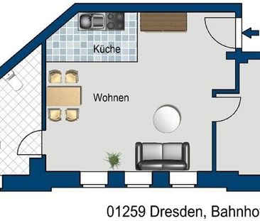 Modern sanierte 2-Raumwohnung mit Einbauküche sucht neue Mieter*innen! - Foto 1