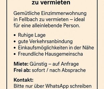 1 Zimmer Wohnung In Fellbach 01787869786 - Photo 1