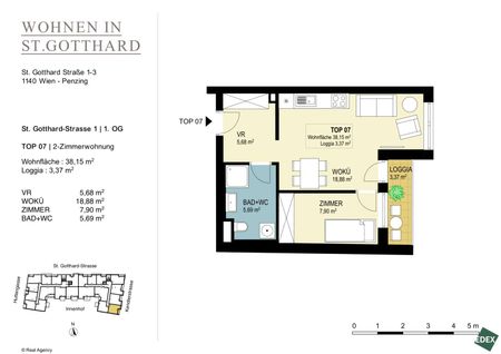 Moderne 2-Zimmer Wohnung mit Loggia nahe U3 Kendlerstraße - Foto 5
