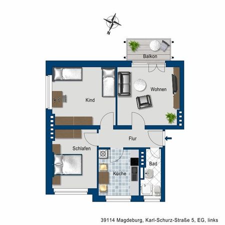 3-Zimmer-Wohnung zum 01.05.2026 in Cracau verfügbar! - Photo 4