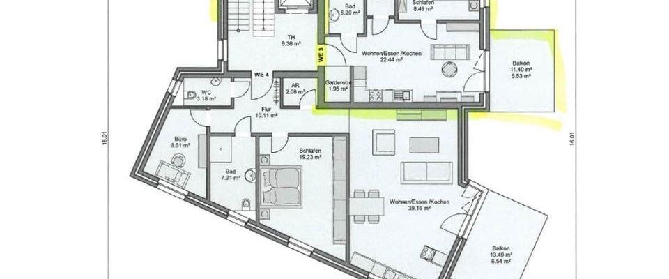 Moderne Single-Wohnung mit großem Balkon - Foto 1