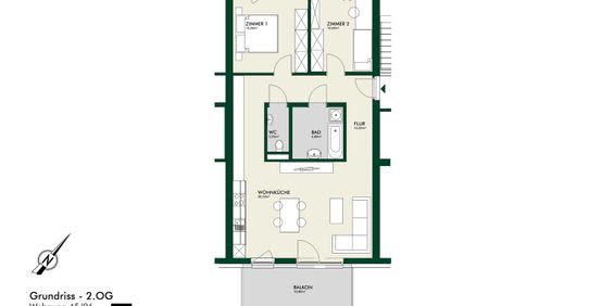 Erstbezug - Lichtdurchflutete 3-Zimmer-Wohnung im obersten Geschoss mit Balkon - Foto 3