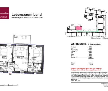Lebensraum Lend - Generationenwohnhaus Babenbergerstraße 130, 3-Zimmer-Wohnung, Balkon, Top 21 [GF,BS] - Foto 4