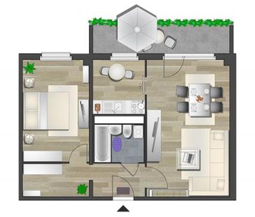 Attraktive 2-Raum-Wohnung mit Einbauküche - Foto 5