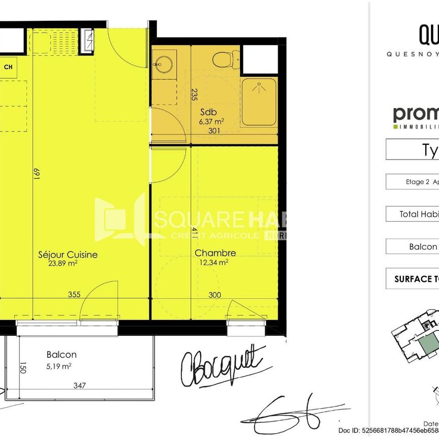 Location Appartement 2 pièces 43m² QUESNOY SUR DEULE 59890 - Photo 1