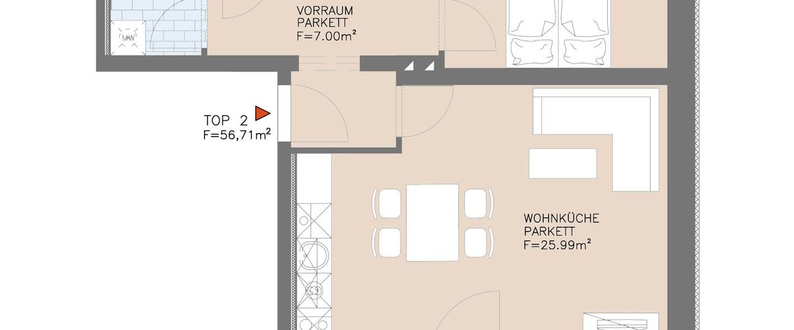 Moderne 2-Zimmer-Wohnung mit Balkon - Foto 1